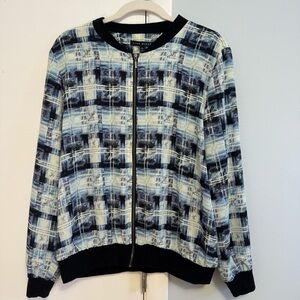 Chic Plaid Bomber Jacket in Blue and Black